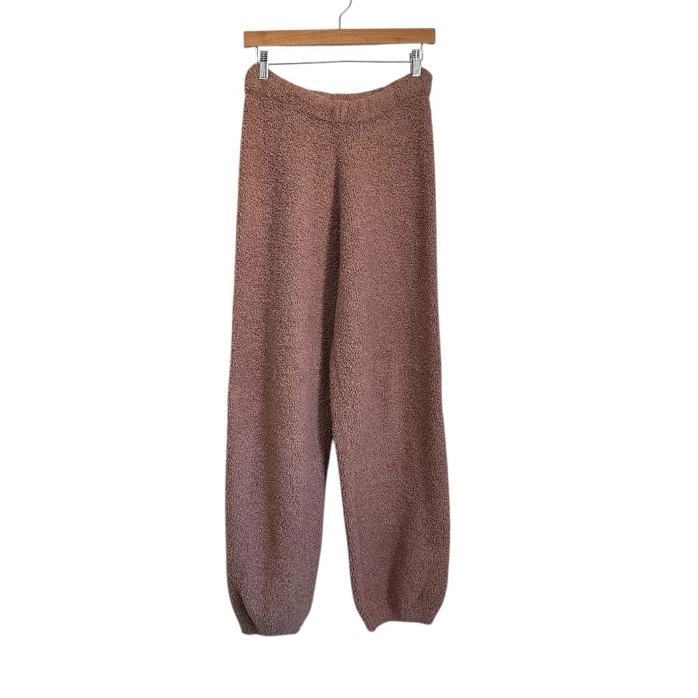 SKIMS Cozy Knit Bouclé Jogger Pants Sz S/M Rose Clay Loungewear Fuzzy Stretch